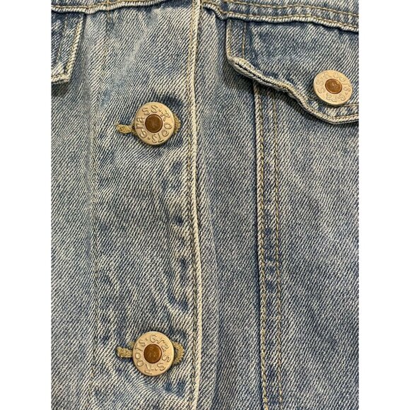 Vintage 90s Denim Floral Print Maxi Dress Boho Cottage Grunge Light Wash Size S - Picture 16 of 16